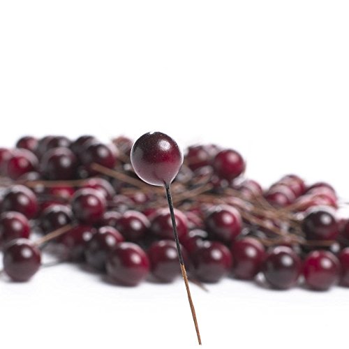 Factory Direct Craft Group of 200 Realistic Artificial Burgundy Berry Picks for Embellishing and Crafting