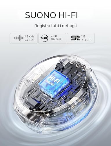 Hollyland Lark M2 Combo (2TX+3RX) Microfono Lavalier Wireless per Fotocamera, iPhone, Android, PC, 300m, 48kHz/24 bit, Hi-Fi Audio, ENC Anti-rumore, 40H, Microfono Lavalier per Livestream Vlog - Nero