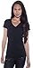 4 Pack Zenana Women's Basic V-Neck T-Shirts, Black, Medium