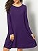 Women's Long Sleeve Pockets Casual Swing Plain T-shirt Dress A06_purple XL
