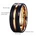 King Will Duo Mens 8mm Black Matte Finish Tungsten Carbide Ring 18K Gold Plated Beveled Edge Wedding Band