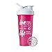 GOMOYO Love Life on BlenderBottle Brand Classic Shaker Cup, 28oz Capacity, Includes BlenderBall Whisk (Pink/White - 28oz)