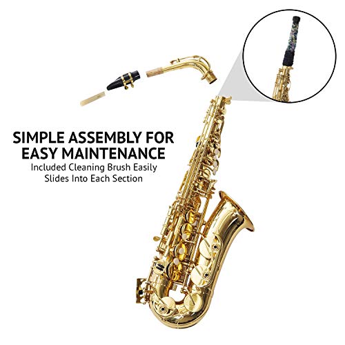 LyxJam Alto Saxophone - E Flat Brass Sax Beginners Kit, Mouthpiece, Neck Strap, Cleaning Cloth Rod, Gloves, Cork Grease, Hard Carrying Case w/ Removable Straps, Maintenance Guide - 10 BONUS Reeds (C - Thumbnail 2