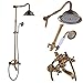 Rozin Antique Brass Bathroom Shower Faucet Set 8 Inch Shower Head + Hand Spray