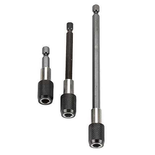Ginode 6 Piece Magnetic Screwdriver Bit Holder 1/4" Hex Shank Power Drill bits Tools Set Quick Change Chuck Drill Screwdriver Bit Spring Holders Extension Set for Screws, Nuts, Drill (6 Piece)