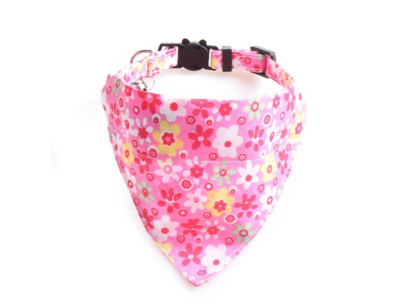 Bandana Cat Collars and Bell | Safe Quick Release Breakaway Buckle | Zacal Cat Collars (Pink Floral Bandana) — image 1