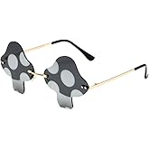 JOVAKIT Mushroom Shaped Sunglasses for Women Men Vintage Rimless Sun Glasses Retro rave Party Halloween Eyeglasses