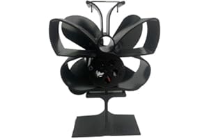 AGbowl Heat Powered Stove Fan, 4 Blade Wood Burning Fireplace Fan, Log Wood Burner Safe Home Eco Friendly and Efficient, Butterfly Shaped, Black