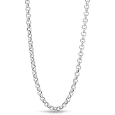 Verona Jewelers 925 Sterling Silver 1.5MM 2MM 2.5MM Circle Rolo Link Chain Necklace- Belcher Chain Rolo Link Necklace For Women, Necklace for Pendant,16,18,20,24,30 (22.00, 2MM)