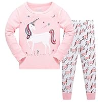 Schmoopy Girls Pajamas Long Sleeve Set with Unicorn for Toddler and Little Kid Girls Size 6 Years Pink