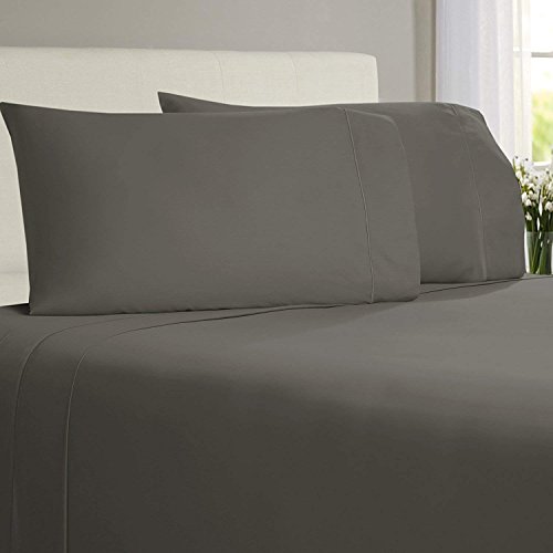 LINENWALAS Bamboo Sheets Split King - Softest and Thermal Regulating Sheets - Bed Sheet Set - 100% Natural Bamboo (Split King, Grey)