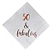 50 and Fabulous Cocktail Napkins, 50-Pack 3ply White Rose Gold 50th Birthday Dinner Celebration Party Decoration Napkin
