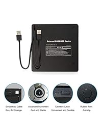 Cocopa Unidad externa de CD DVD USB 3.0 portátil CD DVD + -RW Drive Slim DVD CD ROM Regrabadora grabadora, alta velocidad de datos compatible con ordenador portátil MacBook Windows10 8 7 XP Vista Mac OS (RED)