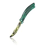 Jeslon Butterfly Training Knife, New CS GO Counter Strike claw Karambit Knife practice folding Knife dull blade no edge tool (Camouflage-green)