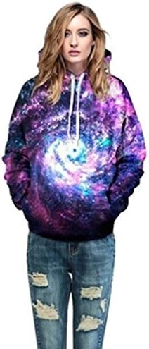 ULAKY Women Men 3D Purple Space Swirl Printed Casual Hoodies Outerwear Harajuku Galaxy Hooded Sweatshirt,Purple Sky