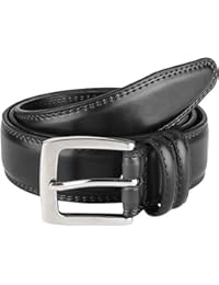 Mens Dress Belt ALL Genuine Leather Double Stitch Classic Design 35mm Black (36)
