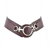 Talleffort Wide Metal Interlock Buckle Elastic Waist Belt For Women (Waist(26