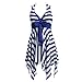 Stripe Pattern One-piece Swimwear Navy Style Blue Bathing Suit Dress Shape Swimsuit