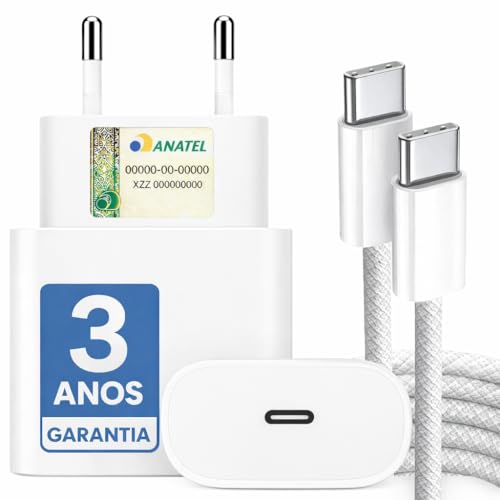 Carregador Turbo 25w Linha Premium Com Entrada Tipo C, Hight Quality, Branco com Cabo Reforçado Compativel com todos Smartphones C/C - Fonte Anti Curto, Homologado UTBRX