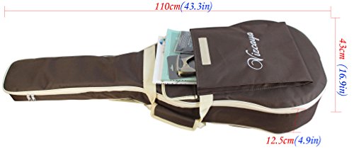 Vizcaya 41 Inch Waterproof Dual Adjustable Shoulder Strap Acoustic Guitar Gig Bag 15mm Padding Backpack with Accessories(Adult Guitar Strap,Picks,Strap Lock) --Coffee