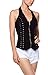 A.S Sexy Corset Stretchy Classic Slim Body Bustier Halter Lace Up Top-Black-Large