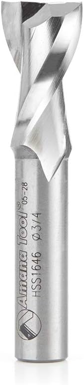 Amana Tool HSS1646 HSS Spiral Aluminum Cutting Double Flute Up-Cut 3/4 D x 1-1/4 CH x 1/2 SHK 3-1/4 Inch Long Router Bit