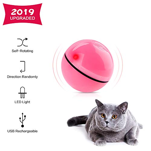 Cat Toy Ball Best Interactive Cat Toy Automatic Self-Rotating and USB Rechargeable LED Light Electronic Cat Toy Ball for Indoor Cats Kitten Exercise Toys (Newest Version) - Thumbnail 6