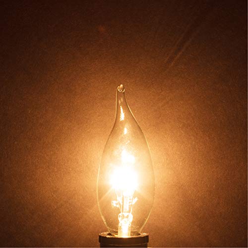 Simba Lighting Candelabra Flame Tip Clear CA10 60W E12 Base (12 Pack) Decorative Incandescent Light Bulbs 120V for Chandeliers, Ceiling Fan Lights, Pendants, Wall Sconces, Dimmable, Warm White 2700K - Thumbnail 5