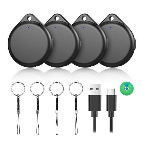 TECKNET Air Tracker Tag Key Finder, Smart Tag Compatible with Apple Where is App (iOS Only), Rechargeable, Waterproof, Bluetooth Key Finder for Luggage/Bags/Key/Pet (Pack of 4)