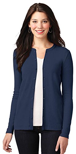 Port Authority women's Concept Button-Front Cardigan - Dress Blue Navy LM1008 4X Port Authority women's Concept Button-Front Cardigan - Dress Blue Navy LM1008 4X