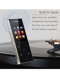 HonTaseng Reproductor de MP3 Bluetooth 4.2 Reproductor de música HiFi Sonido Material metálico Botón táctil Altavoz incorporado con radio FM y grabadora de voz, soporte Tarjeta SD de Mirco de 64GB de oro