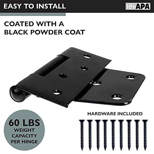 Ilyapa Heavy Duty Shed Door Hinges, 6 Pack Black Square Hinges for