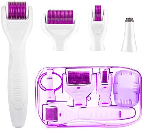 Derma Roller, Molyhood 5 in 1 Multi-function Micro Needle Roller Sets 0.50/1.00/1.50/2.00 mm Skin Care Tool for Wrinkles, Stretch Marks, Acne Spot, Hair Loss, Scar Removal Derma Needling Kit with Case