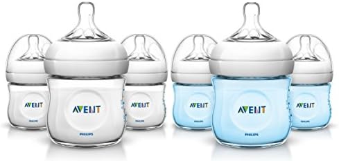 Philips AVENT 6 Count BPA Free Natural Polypropylene Bottle, 4 Ounce, Boy (Includes BONUS Baby Haven Reusable Steam Sterilizer Bag)