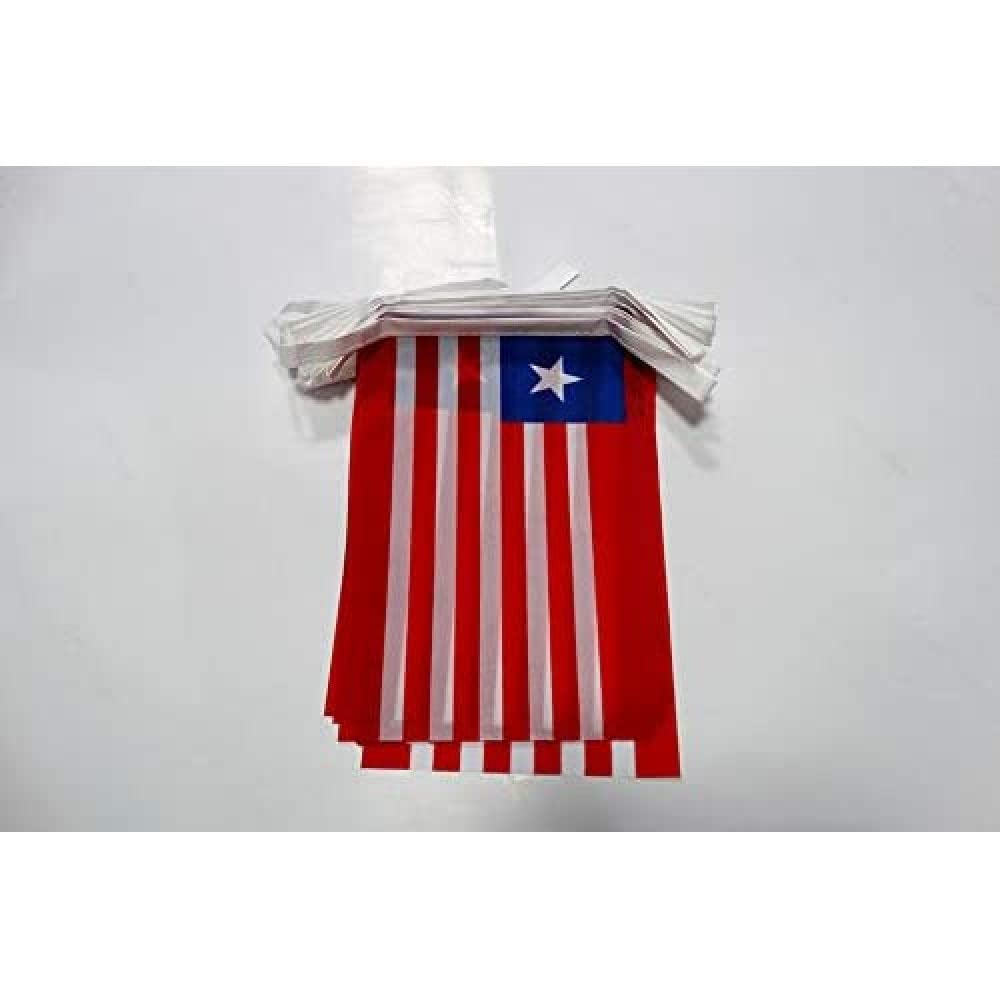 AZ FLAG Liberia Bunting Flag, 20 Ft Garland with 20 Small Liberian Flags 8'' x 6'', 100% Polyester String Pennant, 6 meters — image 1