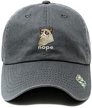 Grumpy Cat Embroidered Dad Hat with Memes Funny Nope Saying Fashion Baseball Cap Fun Designs for Men Women Headwear (Charcoal)