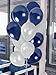Treasures Gifted Silver & Navy Blue Balloons - Latex Balloons Silver & Navy - Navy & Silver Balloons - Metallic Silver & Navy Latex Balloons 12 Inch - Navy & Silver Birthday Balloons