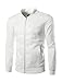 uxcell Men Argyle Design Stand Collar Zippered Jacket Cream White S US 36