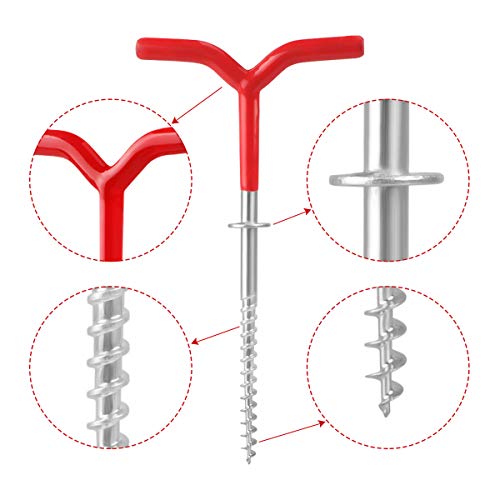 VIPITH Tent Stakes, Heavy-Duty Non-Rust Steel Camping Stakes, Unbreakable Screw Threads Ground Anchor, Available in Beach Snowfield and Grassland, 6 Pack - Thumbnail 2