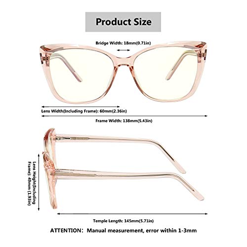 SUPACK Stylish Cat-Eye Blue Light Blocking Glasses, Diamond Cutting Design Frame, Computer Reading/Gaming/TV Eyeglasses for Women-SU201TF