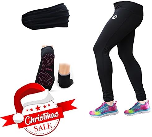 Chromatic Women's Yoga Pants Leggings with FREE set of Headband & Pair of Yoga Socks
