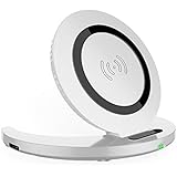 VIVK Fast Qi Wireless Charger Foldable Wireless Charging Pad/Stand 5W/10W Quick Charge Compatible for Samsung Galaxy S9/S8/S7/S7 Edge/S6 Edge+/Note 8, iPhone X/8/8 Plus and Qi-Enabled Phones (White)