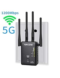 Extensor de rango WiFi, WAVLINK 1200 Mbps de doble banda mini repetidor inalámbrico 2,4 GHz + 5 GHz de señal de Internet Booster repetidor punto de acceso enrutador con 4 antenas externas