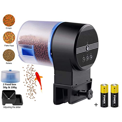 Automatic Fish Feeder Fish/Turtle Timer Auto Feeder for Aquarium&Fish Tank Vacation&Weekend Fish Food Dispensers Batteries Included(with 2 Fish Food Dispensers)