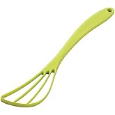 SUNCRAFT Plastic Flat Whisk, Manual Whisk Mixing Spoon, Kitchen Gadget for Blending Frothing Cooking Baking 10” x 2.6" Made in Japan (Lime Green)