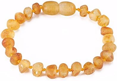 Raw Natural Baltic Amber Unisex Baby Bracelet or Anklet (Raw Lemon) Certified 100% Natural Genuine Amber Teething Bracelet - 6 inches (15 centimeters)