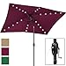 Best Choice Products 10x6.5ft Rectangular Solar LED Patio Umbrella w/USB Charger and Portable Power Bank, Burgundy