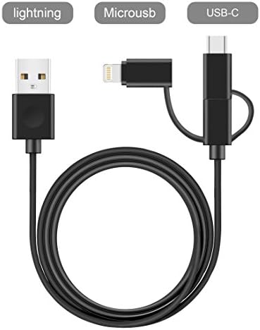 Novtech 2 Pack 1.5M/5 FT 3 in 1 USB Adapter Charging Cable Micro USB iPhone Cable Type C USB Cable, for iPhone7, 6, 5, 4, iPad 4,3,2,Air,Samsung, HTC,LG,Nexus, and More, Black