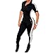 Bodycon4U Women Sexy Short Sleeve Zipper Sport Fitness Bodycon Jumpsuit Romper Unitard Black XL
