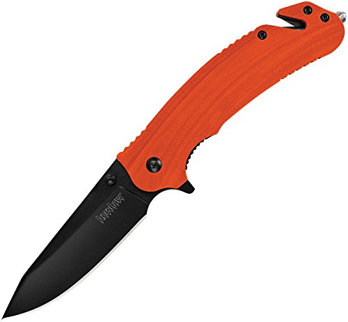 Kershaw Barricade (8650) Multifunction Rescue Pocket Knife with 3.5 Inch Stainless Steel Blade; Features SpeedSafe Assisted Opening with Flipper, Glass Breaker Tip, Belt Cutter, and Pocketclip; 4.5 oz